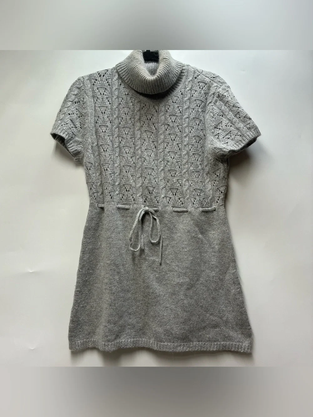 Michael Kors Medium Gray Knit Short Sleeve Turtleneck Sweater Top Shirt Angora